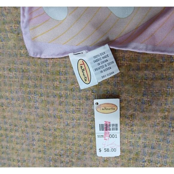 Talbots womens square 100% silk scarf pink lime green - Picture 5 of 6